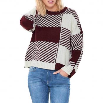 Only Jersey Jacquard Cuadros Granate Kasey L Rojo