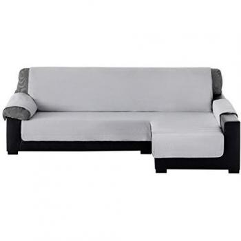 Eiffel Textile Chaise Longue Cubre Sofá Acolchado, Brazo Derecho 280, 100% Poliester, Gris, 280x200x4 cm