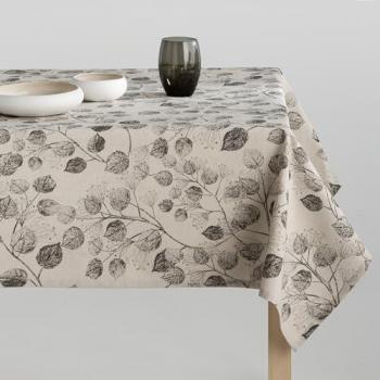Mantel Lino Antimanchas Estampado Bania Negro 140x240 cm