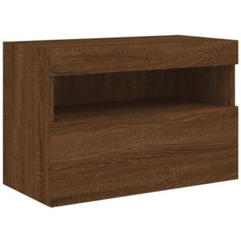 Mueble de TV multimedia suspendido con luces LED, diseño contemporáneo, roble, 60 x 30 x 40 cm