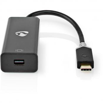 Adaptador USB 3.2 Gen 1 Tipo-C Macho a Mini DisplayPort Hembra de 0.20 m Redondo Chapado en Oro PVC Antracita