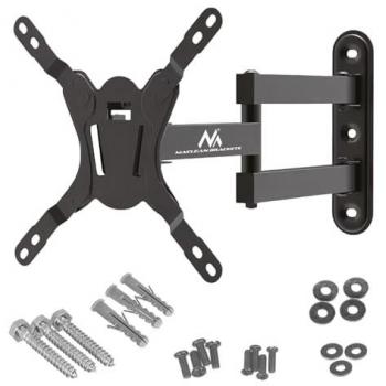 Soporte de Pared Maclean MC-418 para TV o Monitor de 23 a 43, Rotación e Inclinación Ajustable, VESA 200x200, Carga Máxima 30kg, Color Negro