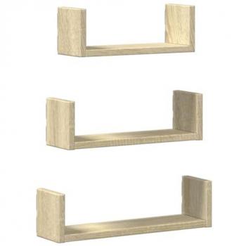 Estante de Pared 3 Unidades Madera de Ingeniería Roble Sonoma en Aglomerado