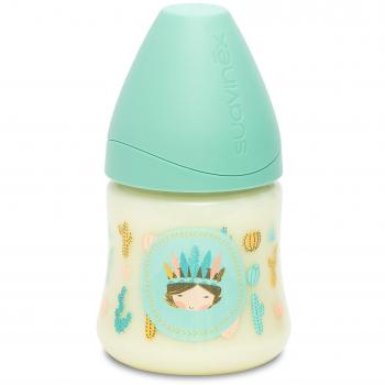 Suavinex 303089 - Biberón tetina 3 posiciones, látex, 150 ml indios, color azul