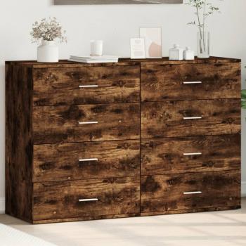 Aparador de madera multicapa de roble ahumado 2 piezas 60x39x80 cm Vidaxl Marrón