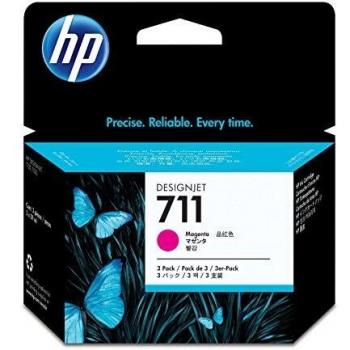 HP 711, 29 ml, HP 711, 3-pack, magenta, original, ink cartridge, for DesignJet T120 ePrinter, T520 ePrinter