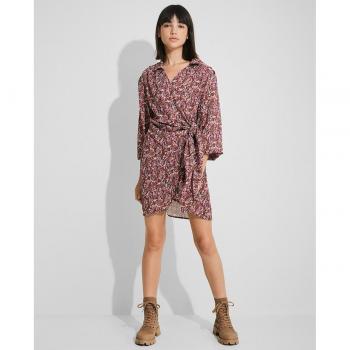 Naëlle - Vestido corto cruzado estampado con cuello camisero y manga acampanada