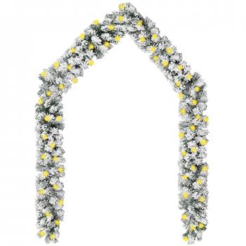 LED Snow-Flocked Green Christmas Garland 10m PVC