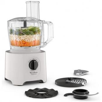 Robot de Cocina Moulinex FP242B10 Multifunción 800 W Blanco y Gris Claro, Capacidad 1,4 litros