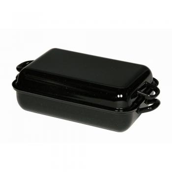 Sartén de Hierro Fundido con Tapa 32x22 cm, Emaille Negra