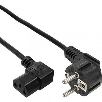 Cable de alimentación InLine® C13 con conector angulado a 90° (CEE 7/7) - 0,5m, negro