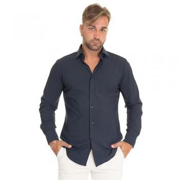 BOSS Slim Fit Stretch Business Shirt for Men - Navy Blue - Size 42