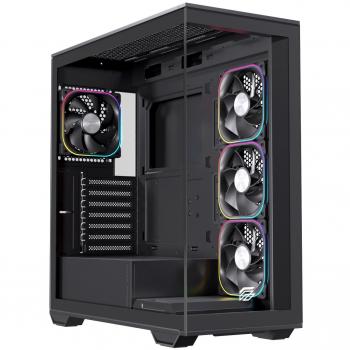 Caja de PC Einarex Prisma S700 RGB ATX, Soporte para 9 Ventiladores de 120mm y Refrigeración Líquida de 360mm (Cristal Templado Negro)