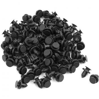 sourcing map 100Pcs Negro Remaches de Parachoques Sujeción Clip 14mm Grapas 8mm Agujero