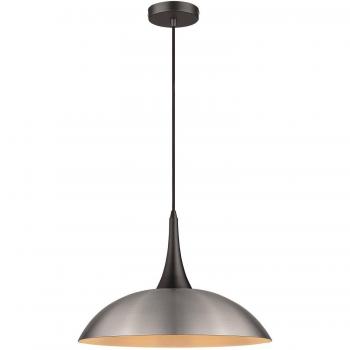 Lámpara colgante de níquel satinado CHICHESTER 1 luces, tipo domo negro, E27