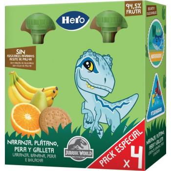 Hero Baby Mi Fruta - Bolsita de Fruta con Naranja, Plátano, Pera y Galleta