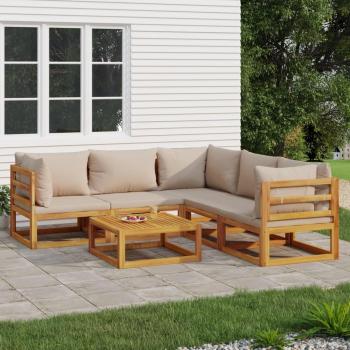 6-Piece Solid Wood Garden Lounge Set with Taupe Cushions