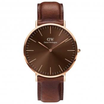 Reloj Daniel Wellington Classic St Mawes Ámbar 40 mm - Cuero Marrón, Cuarzo, Hombre
