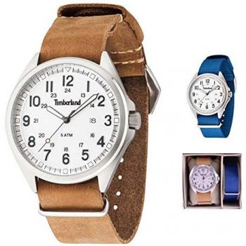 Reloj Analógico Unisex Timberland de Cuarzo con Correa de Cuero - 50 mm (Modelo 14829JS-01-AS)
