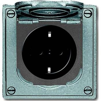 Toma de corriente Schuko 20 EFDB2 para instalación empotrada, aluminio con protección contra contacto y tapa abatible, IP41