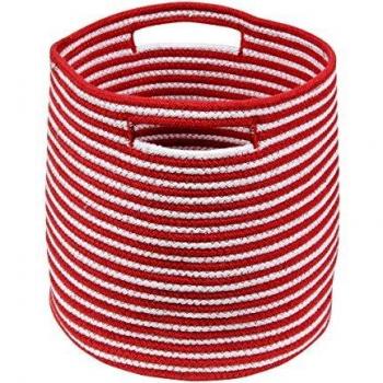 Happy Decor Kids -Cesta Striped 100% Algodón Natural -Rojo, Blanco- 30x30x30 cm