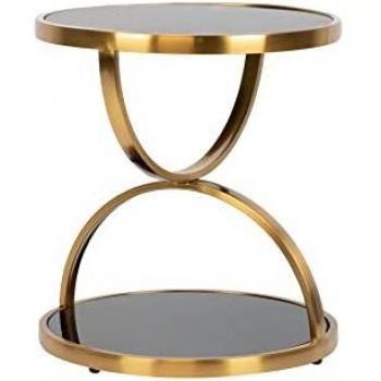 Mesa Auxiliar Adda Home Inox Cristal Samara 50x50x55 Cm - Dorado/Negro, Elegante Diseño