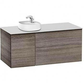 Lavabo posición izquierda + Mueble base 2 cajones + 1 Puerta Beyond Roca, 120 x 50 x 52 centímetros, color roble