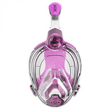 Seac Libera Máscara de Snorkel Integral Granfacial Junior, Silicona hipoalergénica, liberación rápida, 4 tamaños, Transparente/Rosa