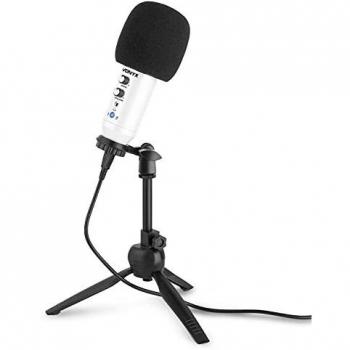 Vonyx CM320W Micrófono de Estudio USB Blanco con Echo con Interface de Audio incorporada y Salida de Auriculares