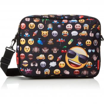 Montichelvo Emoji-Emoticonos Bolso Bandolera, 36 cm, Color Negro