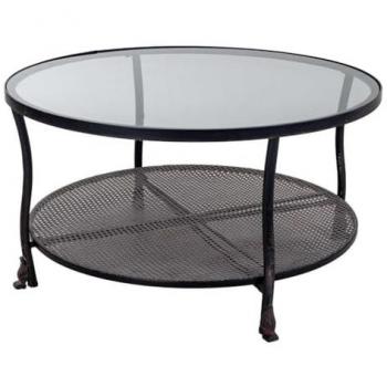 WANDERLUST DECO Mesa de centro de metal negro 85x85x45h cm de estilo Industrial con 2 puertas