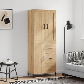 Aparador alto de madera contrachapada color roble multicapa Sonoma 69,5x34x180 cm