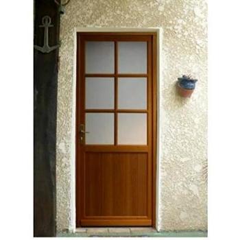 Puerta de Servicio de Madera con Cristal Naxos, Altura 215 cm x Ancho 90 cm, Apertura Izquierda
