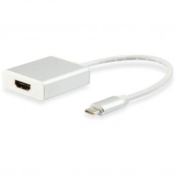 Equip 133452 - Adaptador de Cable USB-C a HDMI, Conector Macho/Hembra, 15cm, Color Blanco
