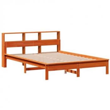 Cama sin colchón de cera marrón 150x200 cm en madera de pino