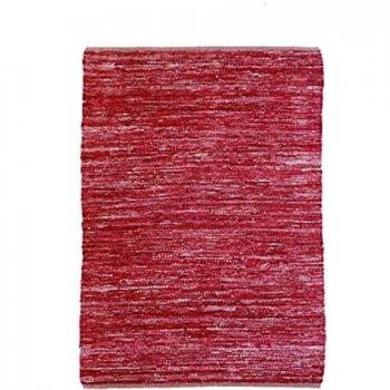 Alfombra de piel trenzada burgundy 160 x 230 cm para salón o dormitorio