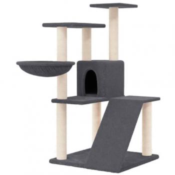 Rascador para gatos con postes de sisal gris oscuro 94 cm