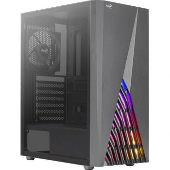 Caja Semitorre ATX Aerocool Delta V1 Negro con Frontal RGB, Panel Lateral de Cristal Templado y Ventilador Trasero de 120mm