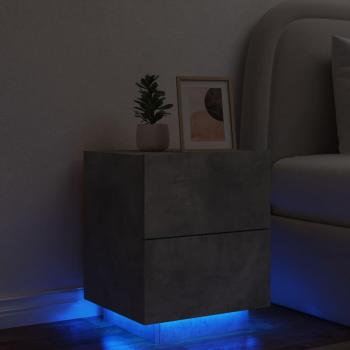 Mesita de noche con luces LED de madera de ingeniería en color Blanco, Negro y Roble Sonoma, ideal para habitación, dormitorio, salón o estudio; también disponible en gris hormigón