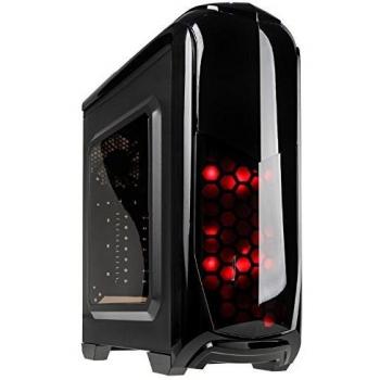Kolink Aviator Midi-Tower Caja para computadora - Cuerpo de Acero - Parte Delantera de plástico - Ventana - LED - 7 Ranuras de expansión - Negro/Rojo