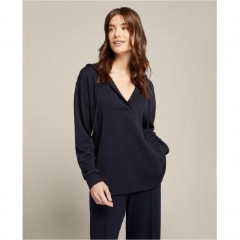 Sudadera de mujer con capucha y escote pico