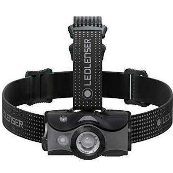Ledlenser Linterna frontal LED para exteriores MH7, negro/gris, recargable con batería, 600 lúmenes, enfocable, duración lumínica de hasta 60h, luz roja, con 2 pilas AA, bloqueo de transporte