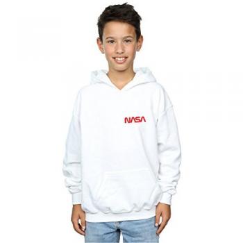 Sudadera con capucha blanca para niños con logotipo moderno de la NASA, talla 12-13