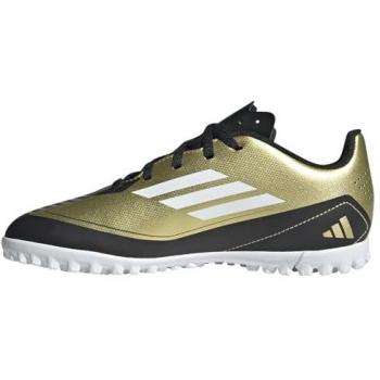 Bota Turf Adidas F50 Club Messi IG9297, Dorado, Botas de Fútbol Turf para Niños, Talla 28, Gold Met./FTWR White/Core Black, Talla 43 EU