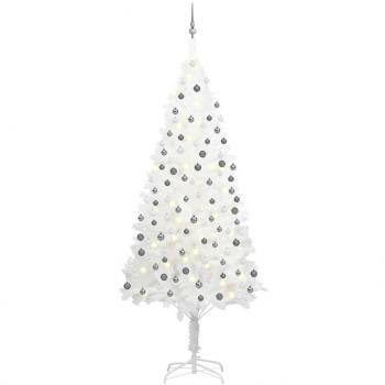 vidaXL Artificial Pre-lit Christmas Tree with Ball Set White 240 cm