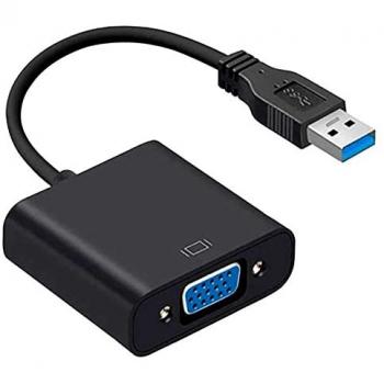 Adaptador de Video USB 3.0 a VGA Full HD 1920x1080 Negro para Ordenador de Mesa, Portátil, PC, Laptop, Monitor y Proyector