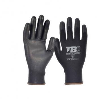 Guantes de poliéster negro con palma de poliuretano negro