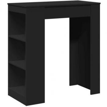 Mesa Alta de Bar con Estantes de Madera Ingeniería Negra 95x47x103,5 cm
