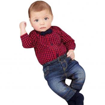 Muchacho De La Ropa Del Bebé De La Blusa, RETUROM Nueva Moda Para BebÉ 1Ponga Caliente BebÉ Niños Trama De ImpresiÓN Camiseta Tops + Pants Conjuntos De Ropa