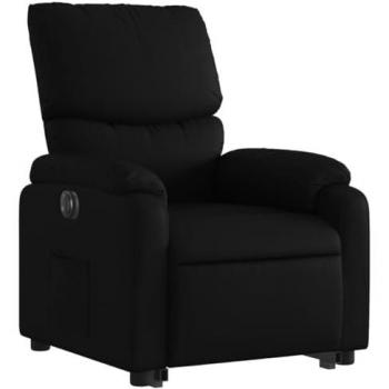 Sillón Reclinable y Elevable Eléctrico de Cuero Sintético Negro con Respaldo, Reposabrazos y Asiento Ajustable